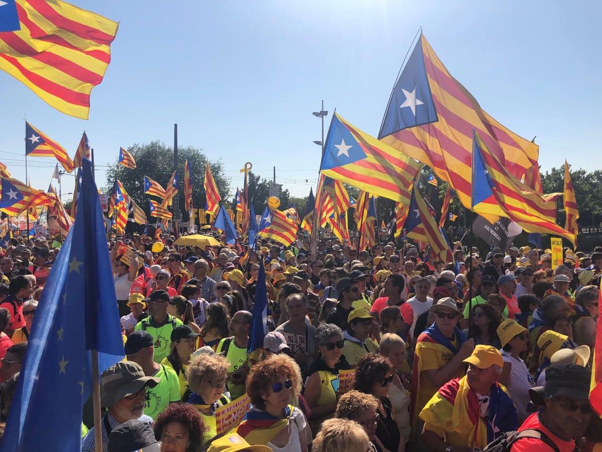 2 de juliol de 2019. Estrasburg, França. Manifestació “Omplim Estrasburg” de defensa dels drets de Carles Puigdemont, Toni Comin i Oriol Junqueras, escollits eurodiputats a les eleccions europees del 26 de maig de 2019.